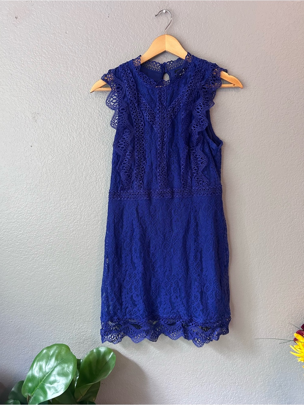 Lulu's Royal Blue Sleeveless Lace Mini Dress